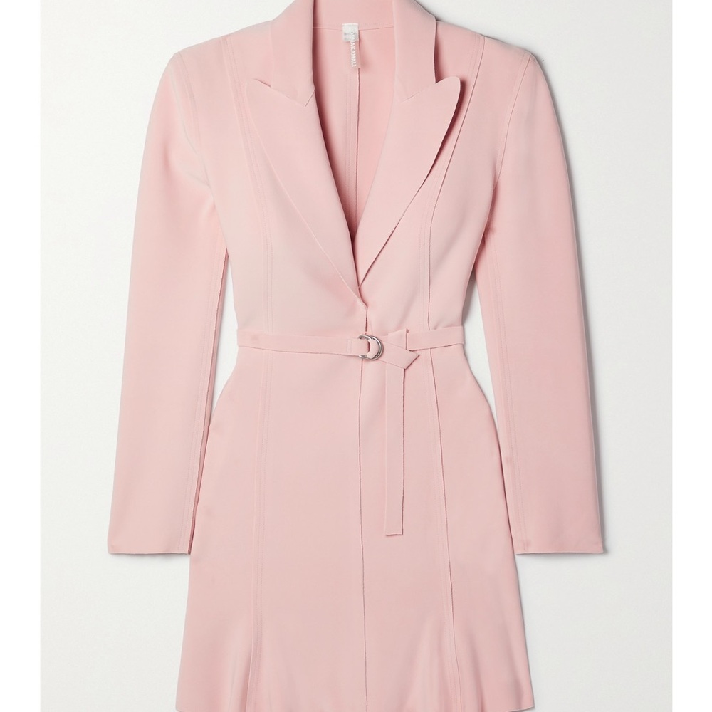Norma Kamali belted blazer mini dress in light pink